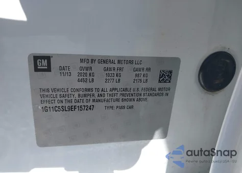 2014 Chevrolet Malibu 1Lt из США, поврежденный, VIN 1G11C5SL9EF157247